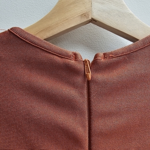 Miss Circle Burnt Orange Cut Out Body Contouring Dress, Size Large - Picture 7 of 11